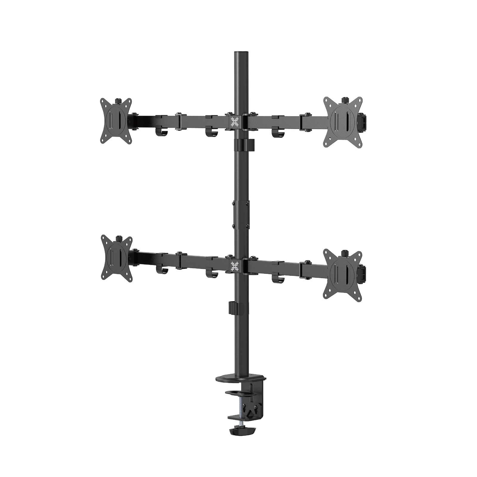 FMT74B черный - крепление для четырех мониторов на стол со струбциной, диагональ 17-32 дюйма, кронштейн настольный, поворотно наклонный, телескопический