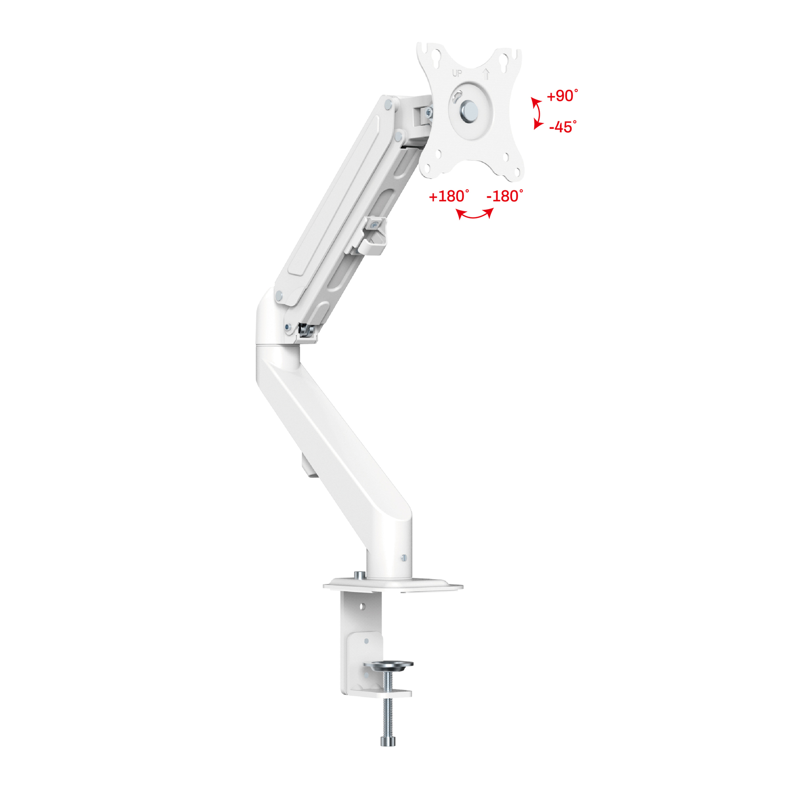 FMGT81W белый - крепление для монитора, кронштейн к столу на струбцине, газ лифт, диагональ 17-32 дюймов, наклонно поворотный, с вылетом