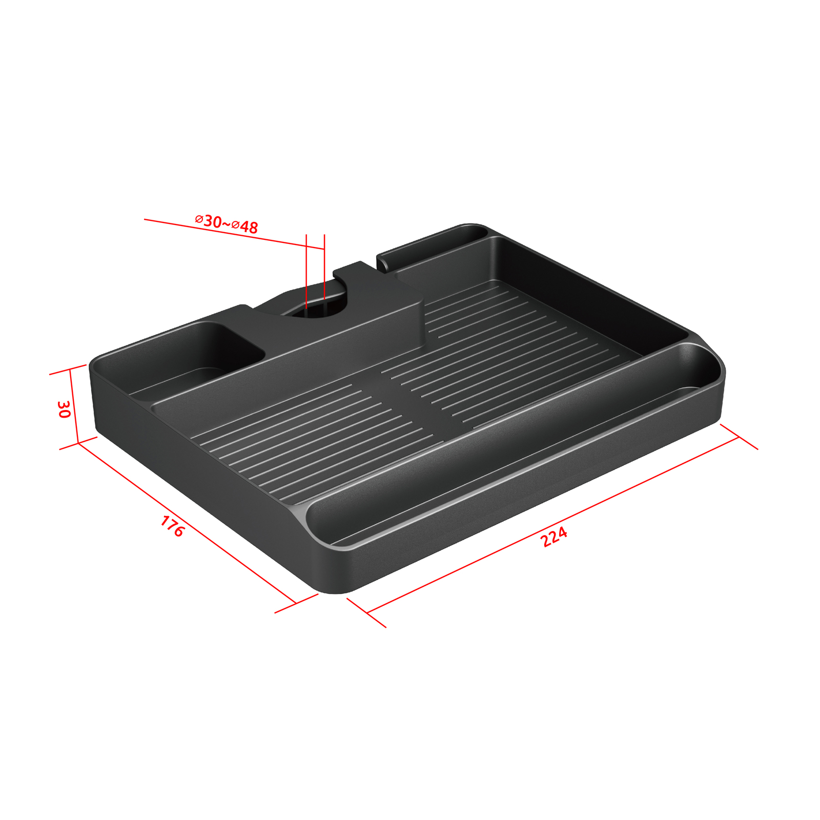 DM121TB черный - органайзер, полка, лоток на трубу к кронштейну для смартфона, планшета, ручек, карандашей, шестигранников, отверток, часов, мыши, пульта, скрепок, ластика, канцелярии 