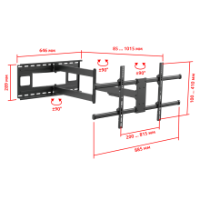 FML60 черный - кронштейн для телевизора наклонно поворотный, с большим вылетом на стену, диагональ 43-80 дюймов, универсальное, настенное крепление