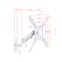 FMG500W белый - кронштейн для телевизора или монитора, наклонно поворотный на стену, газ лифт, диагональ 32-55 дюймов