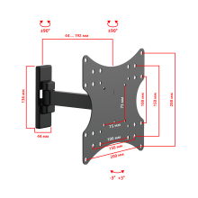 FM1614 черный - кронштейн для телевизора или монитора на стену наклонно поворотный, диагональ 23-43 дюймов