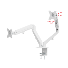 FMGT82W белый - крепление, кронштейн для двух мониторов к столу, газ лифт, диагональ 17-27 дюймов, наклонно поворотное, настольное