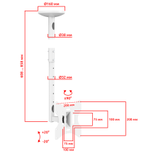LCD2101NW белый - кронштейн для телевизора или монитора на потолок, наклонно поворотный, телескопический, диагональ 23-43 дюйма, крепление потолочное для монитора
