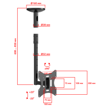LCD2101N черный - кронштейн для телевизора или монитора наклонно поворотный, телескопический на потолок, диагональ 23-43 дюйма