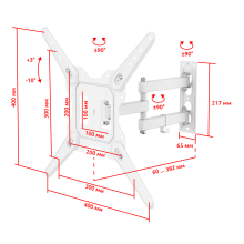 FM1504BW белый - кронштейн для телевизора, крепление на стену наклонно поворотный, с вылетом, диагональ 23-55 дюймов