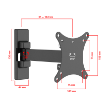 FM1616B черный - кронштейн для телевизора или монитора на стену, диагональ 13-28 дюймов, крепление настенное, наклонно поворотное