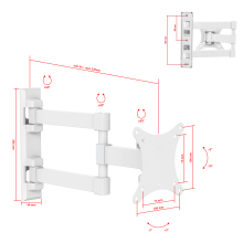 FM1617W белый - кронштейн для телевизора или монитора на стену с вылетом и наклоном, диагональ 13-28 дюймов, крепление настенное, поворотное